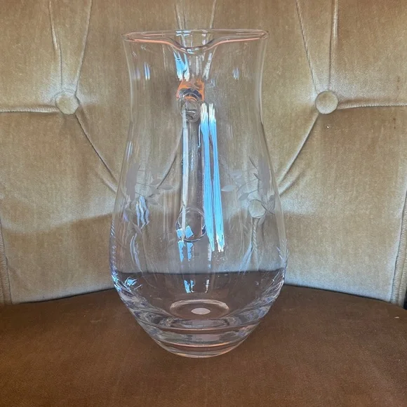 Princess House Brand New Clear Glass Pitcher with Floral Detail